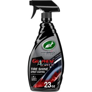imageTurtle Wax 53733 Hybrid Solutions Graphene Acrylic Tire Shine Spray Coating No Sling Tire Dressing Long Lasting Deep Black Shine UV Protection and Dirt Repellant 23 oz Pack of 123 Fl Oz Pack of 1