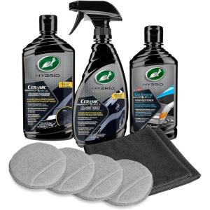 imageTurtle Wax 54327 Hybrid Solutions Black Car Care Kit Removes Swirl Marks on Dark Colored Paint Ceramic Protection Insane Water Beading Ultimate Trim Restoration 9 Piece Kit