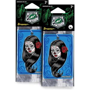 imageTurtle Wax X Mister Cartoon 54305 Air Fresh Odor Neutralizing Hanging Paper Air Freshener Long Lasting For Car and Home 6 Count 2 Packs Of 3 Dreamer Fragrance